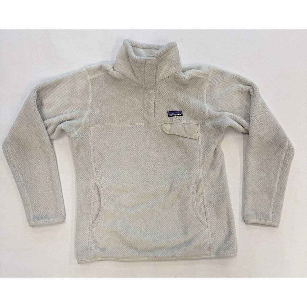 Patagonia Re-Tool Snap-T Pullover Women M White Polartec Fleece Jacket